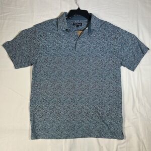 Fish Hippie Co. Mens L Polo Golf Stretch Performance Glen Blue Pocket Casual